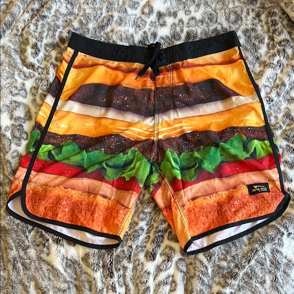 In N Out Burger Print Swim Shorts - Multicolor